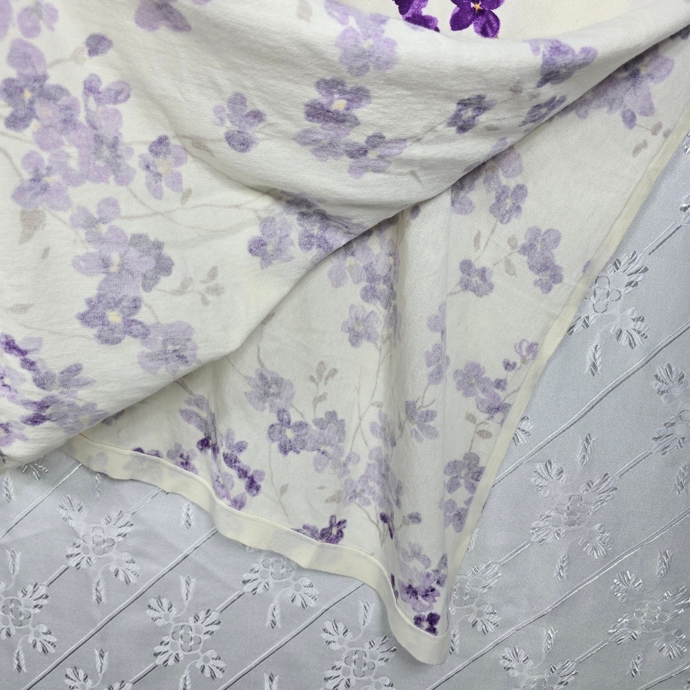 Talbots Cream Purple Floral Chintz Asymmetrical Poncho Knit Top Woman M/L NWT - Picture 11 of 12